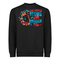 Black She love Jesus and America too Heavyweight Sweatshirt - FaDigitalArtStudio