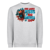 Heather Grey She love Jesus and America too Heavyweight Sweatshirt - FaDigitalArtStudio