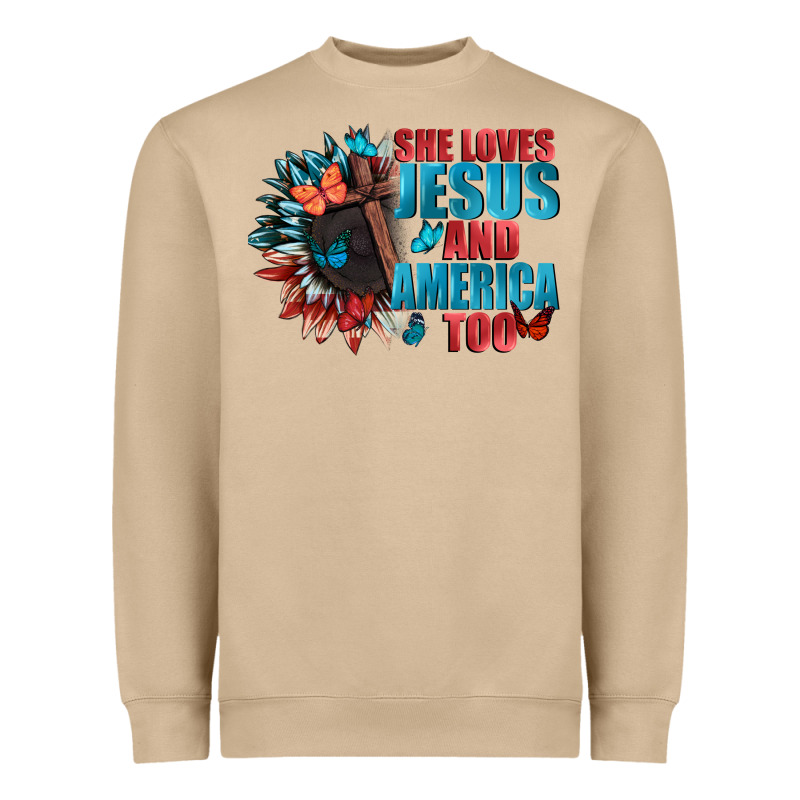 She Love Jesus And America Too Heavyweight Sweatshirt by FaDigitalArtStudio | Teevron