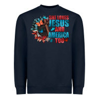 Navy She love Jesus and America too Heavyweight Sweatshirt - FaDigitalArtStudio