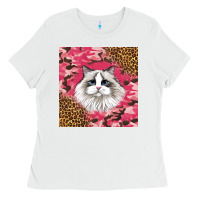 White ragdoll cat Ladies Tee - LillyAllenDesigns