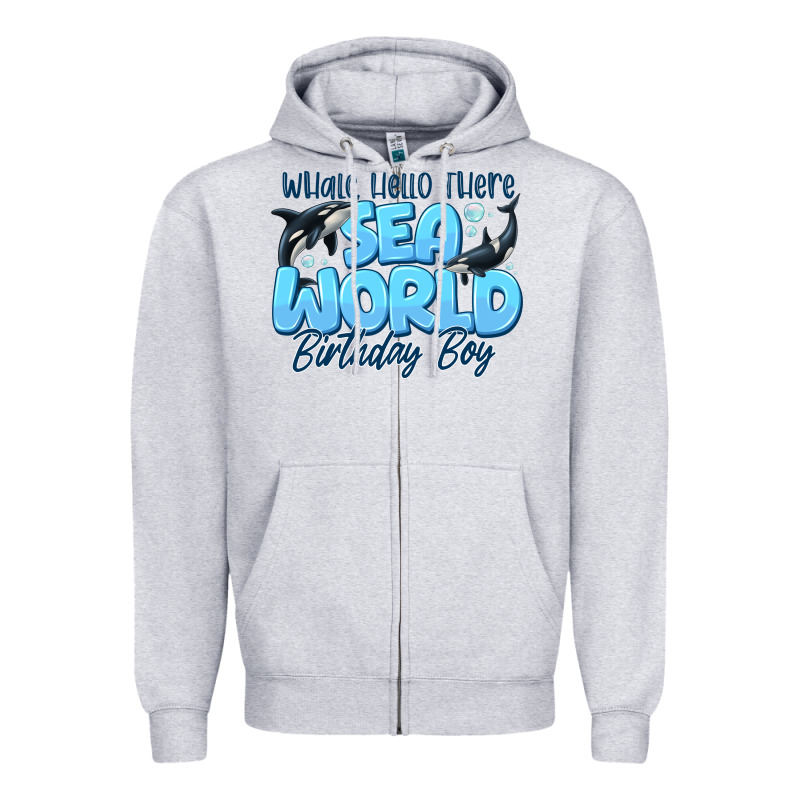 Whale Hello There Sea World Birthday Boy Zipper Hoodie by CowhideDigitalArt | Teevron