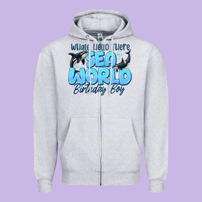 Whale Hello There Sea World Birthday Boy Zipper Hoodie Designed By Cowhidedigitalart