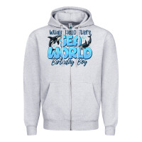 Heather Grey Whale Hello There Sea World Birthday Boy Zipper Hoodie - CowhideDigitalArt