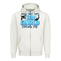Oatmeal Heather Whale Hello There Sea World Birthday Boy Zipper Hoodie - CowhideDigitalArt