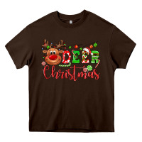 Chocolate Brown Deer Christmas reindeer Heavy Core Tee - NancyCooperArtShop