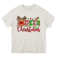 Cream Deer Christmas reindeer Heavy Core Tee - NancyCooperArtShop