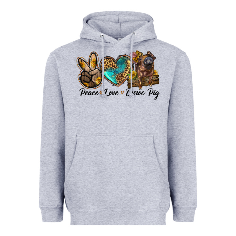 Peace Love Duroc Pig Heavyweight Hoodie by LillyAllenDesigns | Teevron