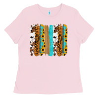 Bubblegum Pink turquoise sunflowers cowhide leopard glitter background Ladies Tee - RanaPortraitStore