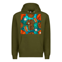 Army Green baseball leopard uniform and hotdog with gemstone seamless pattern Premium Hoodie - BundleAndBundleShop