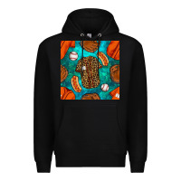 Black baseball leopard uniform and hotdog with gemstone seamless pattern Premium Hoodie - BundleAndBundleShop
