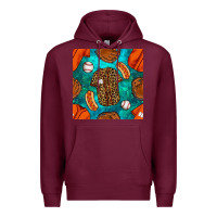 Burgundy baseball leopard uniform and hotdog with gemstone seamless pattern Premium Hoodie - BundleAndBundleShop