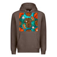 Coffee baseball leopard uniform and hotdog with gemstone seamless pattern Premium Hoodie - BundleAndBundleShop
