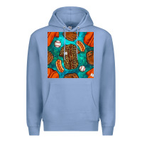 Colony Blue baseball leopard uniform and hotdog with gemstone seamless pattern Premium Hoodie - BundleAndBundleShop
