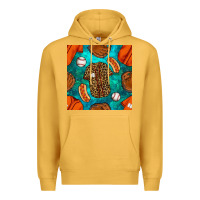 Mustard baseball leopard uniform and hotdog with gemstone seamless pattern Premium Hoodie - BundleAndBundleShop