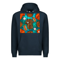Navy baseball leopard uniform and hotdog with gemstone seamless pattern Premium Hoodie - BundleAndBundleShop