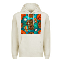 Oatmeal Heather baseball leopard uniform and hotdog with gemstone seamless pattern Premium Hoodie - BundleAndBundleShop