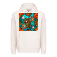 Pale Pink baseball leopard uniform and hotdog with gemstone seamless pattern Premium Hoodie - BundleAndBundleShop