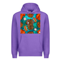Purple baseball leopard uniform and hotdog with gemstone seamless pattern Premium Hoodie - BundleAndBundleShop