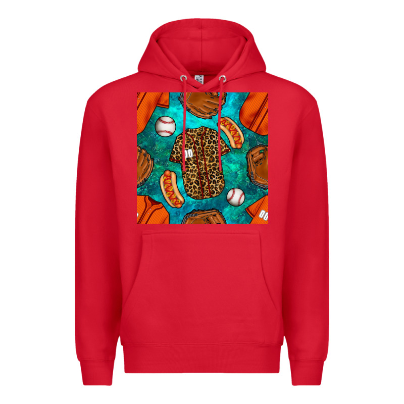 Baseball Leopard Uniform And Hotdog With Gemstone Seamless Pattern Premium Hoodie by BundleAndBundleShop | Teevron