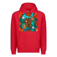 Red baseball leopard uniform and hotdog with gemstone seamless pattern Premium Hoodie - BundleAndBundleShop