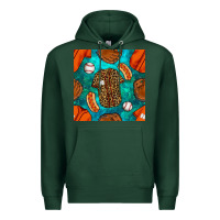 Sports Green baseball leopard uniform and hotdog with gemstone seamless pattern Premium Hoodie - BundleAndBundleShop