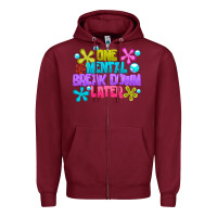 Burgundy one mental break dowm later Zipper Hoodie - CowhideDigitalArt