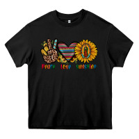 Black peace love sunshine Heavy Core Tee - JahusDesignShop