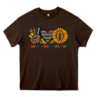 Chocolate Brown peace love sunshine Heavy Core Tee - JahusDesignShop