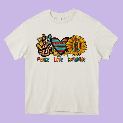 Peace Love Sunshine Heavy Core Tee Designed By Jahusdesignshop