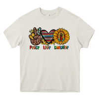 Cream peace love sunshine Heavy Core Tee - JahusDesignShop