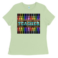 Matcha Teacher Crayons Tumbler Ladies Tee - LillyAllenDesigns