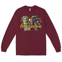 Burgundy louisiana leopard mardi gras 12 inches 300 dpi Long Sleeve Tee - CowGirlArtShop