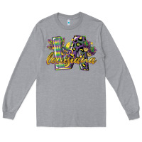 Heather Grey louisiana leopard mardi gras 12 inches 300 dpi Long Sleeve Tee - CowGirlArtShop