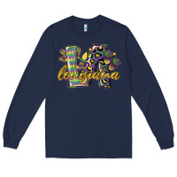 Navy louisiana leopard mardi gras 12 inches 300 dpi Long Sleeve Tee - CowGirlArtShop