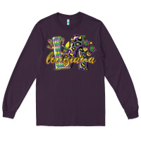 Plum louisiana leopard mardi gras 12 inches 300 dpi Long Sleeve Tee - CowGirlArtShop