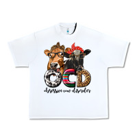 White OCD Obsessive Cow Disorder Urban Heavy Tee - texasbilliewilder