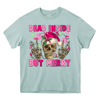 Arona Dead inside but merry pink Christmas skeleton Heavy Core Tee - NancyCooperArtShop