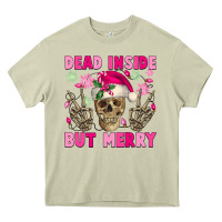 Mossy Dead inside but merry pink Christmas skeleton Heavy Core Tee - NancyCooperArtShop