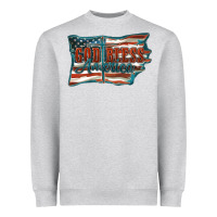 Heather Grey God Bless America Heavyweight Sweatshirt - FaDigitalArtStudio
