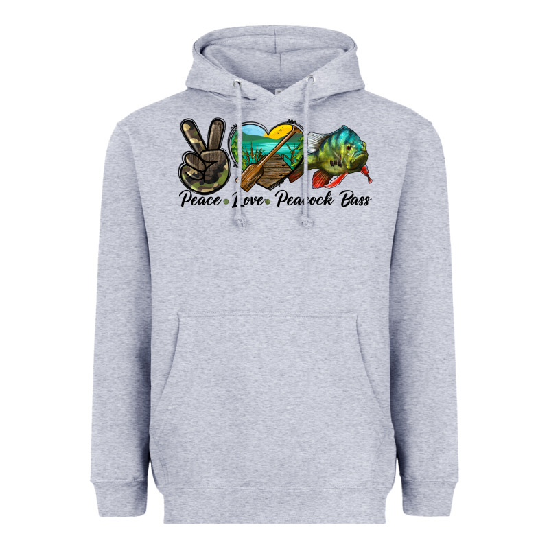 Peace Love Peacock Bass Heavyweight Hoodie by LillyAllenDesigns | Teevron