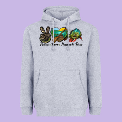 Peace Love Peacock Bass Heavyweight Hoodie Designed By Lillyallendesigns