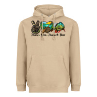 Mushroom Peace Love Peacock Bass Heavyweight Hoodie - LillyAllenDesigns