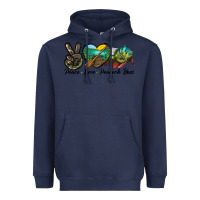 Navy Peace Love Peacock Bass Heavyweight Hoodie - LillyAllenDesigns