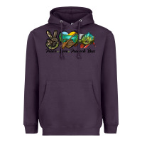 Plum Peace Love Peacock Bass Heavyweight Hoodie - LillyAllenDesigns