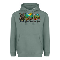 Sage Peace Love Peacock Bass Heavyweight Hoodie - LillyAllenDesigns