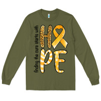 Army Green finding the cure starts with hope childhood cancer awareness Long Sleeve Tee - Jasminsmagicworld