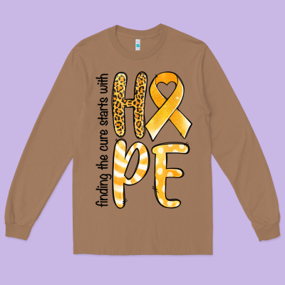Finding The Cure Starts With Hope Childhood Cancer Awareness Long Sleeve Tee Designed By Jasminsmagicworld