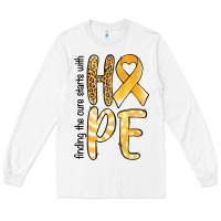 White finding the cure starts with hope childhood cancer awareness Long Sleeve Tee - Jasminsmagicworld