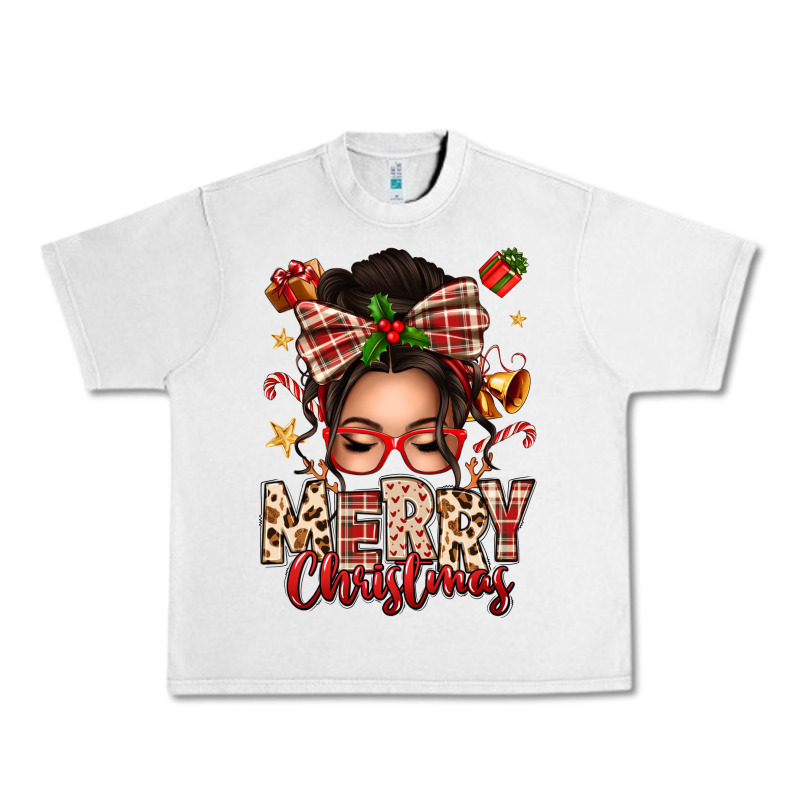 Merry Christmas Messy Bun Urban Heavy Tee by texasbilliewilder | Teevron